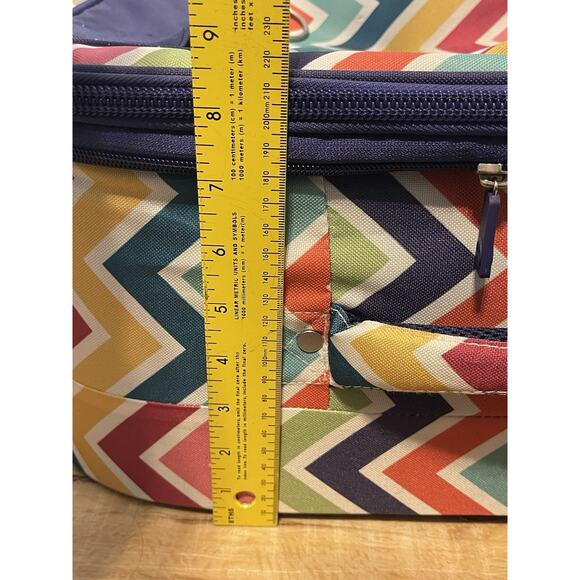 Pottery Barn Kids Teen Getaway Rolling Carry On Luggage Spinner Suitcase Chevron - Picture 9 of 11